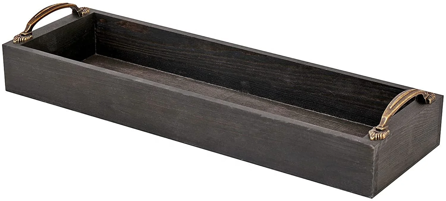 Коричневый прямоугольный деревянный поднос с ручкой для завтрака домашний декор производитель и поставщик из Индии