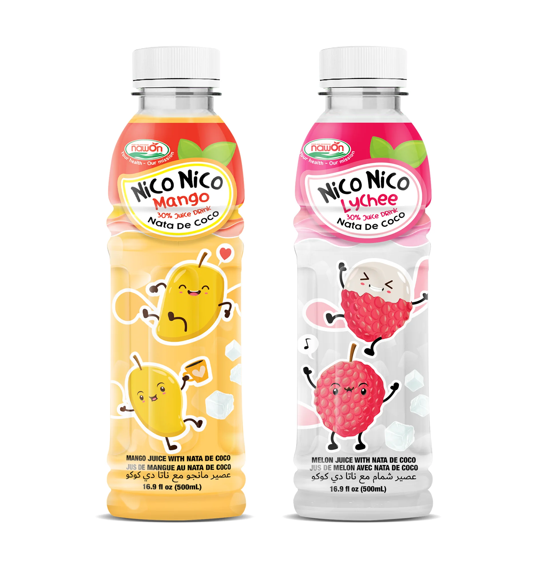 Wholesale Fruit Drinks Nico Nico - Mixed Fruit Juice with Nata De Coco 500ml PET Bottle Vietnam Exotic Halal Drinks Manufacturer