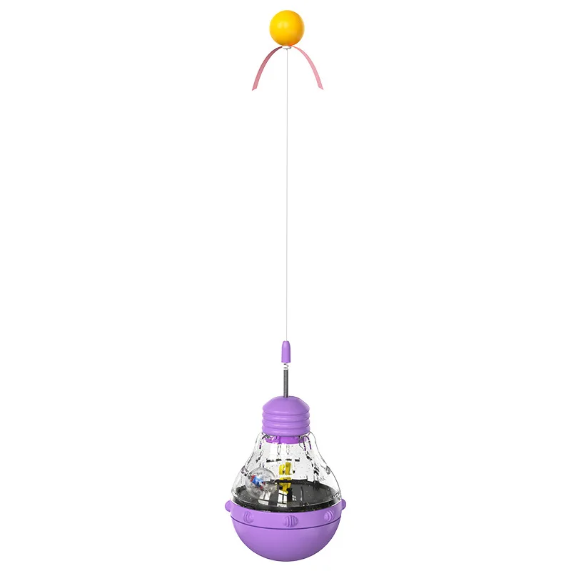 Interactive Cat Toy Slow Food Leakage Feeder with Light Bulb Shape