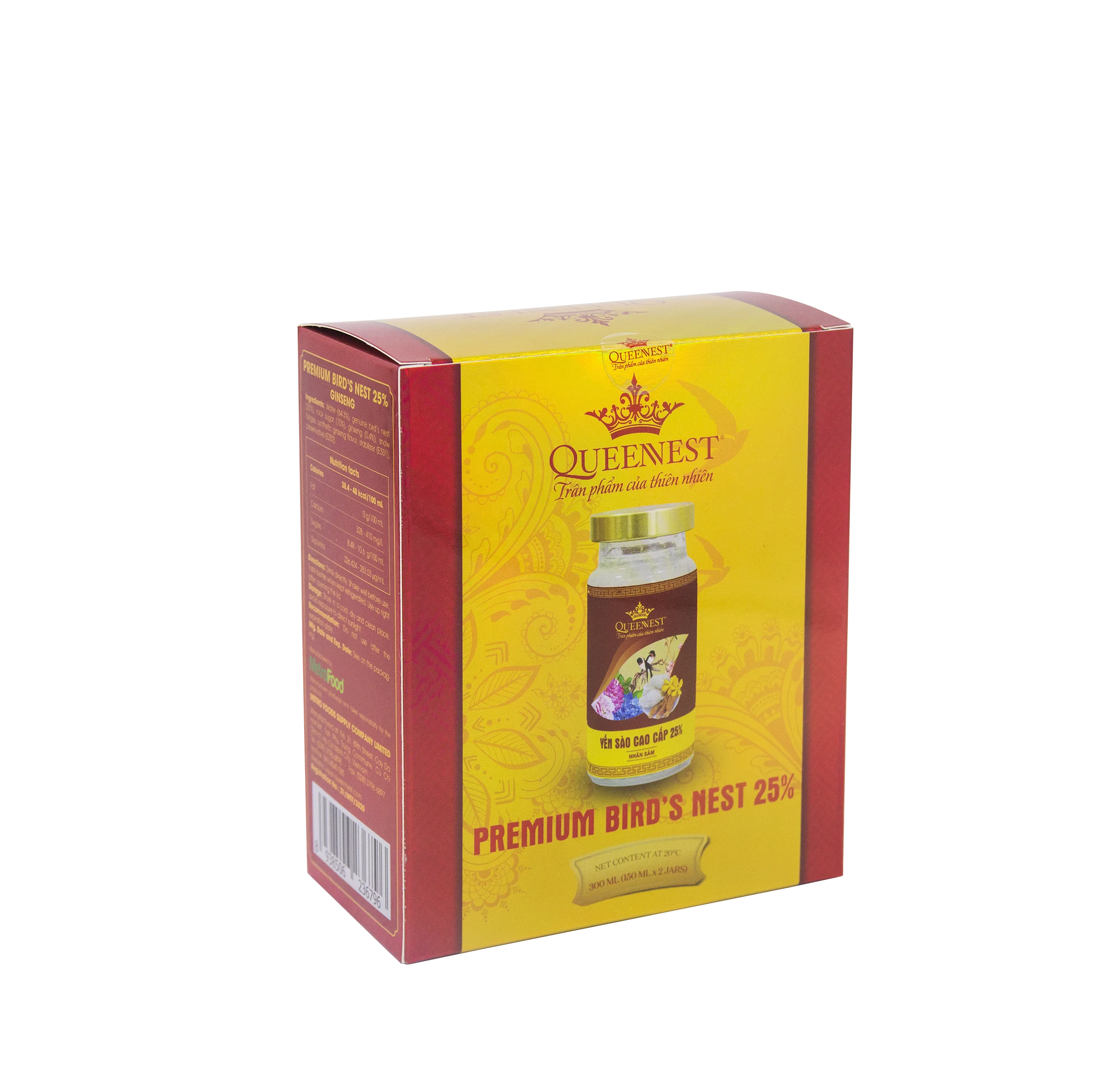 Премиум Птичье гнездо 25% женьшень QUEENNEST 150 мл (2 шт. в упаковке) из Вьетнама