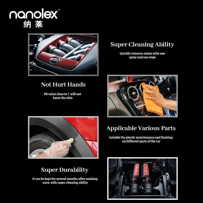 Nanolex 706 restorer refurbish Plastic Revitalizer Plastic Renovator Longlasting Coating For Car Rubbers Clean Gloss Black Shine