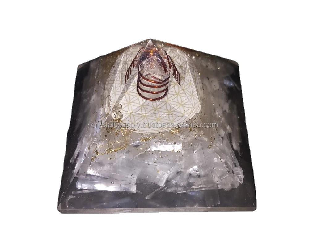 Orgone Pyramids Selenite Orgone Pyramid With Copper Coil : Metraton  Selenite Orgone Pyramid Orgonite Products