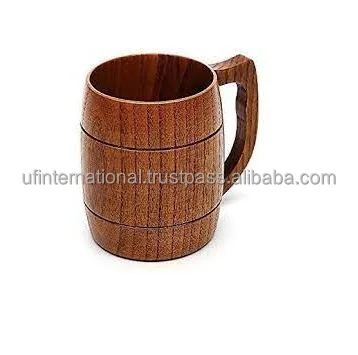  Лидер продаж 2021 пивные кружки из нержавеющей стали большой емкости с имитацией бочонка деревянные кофейные ручкой лучшее качество