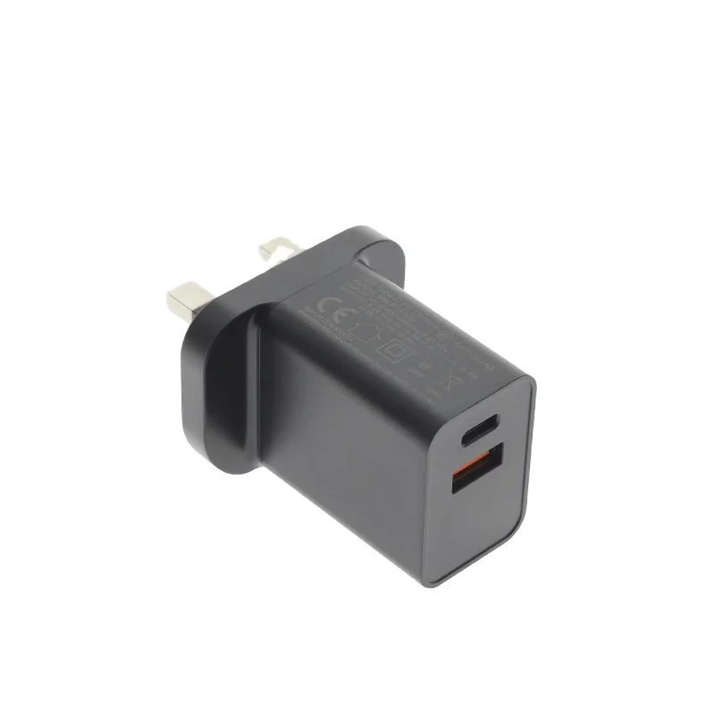 UK Charger Type-c USB Dual Ports PD Fast Charging Wall 18W 20W Travel Ireland Singapore Maldives Malaysia Dubai Kenya India