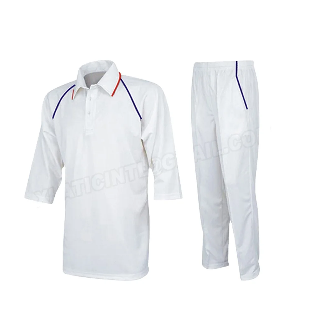Xlatic International test match white color Cricket Uniform 100% Polyester Made in Pakistan quick dry perfect for summer seasons