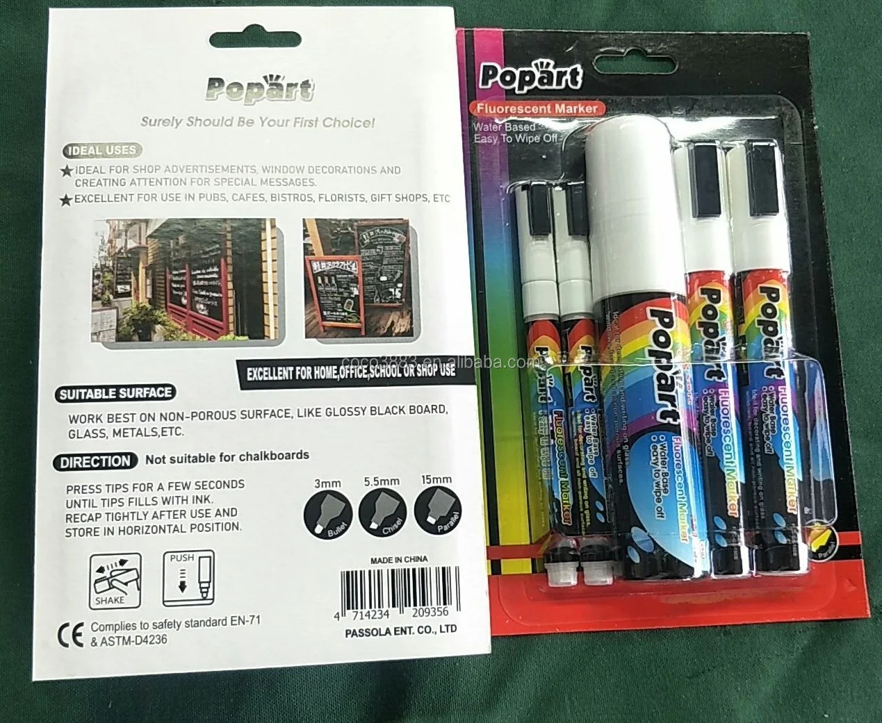 5mm Square Nib Fluorescent color Waterbased Erasable Liquid Chalk Marker 50 colors