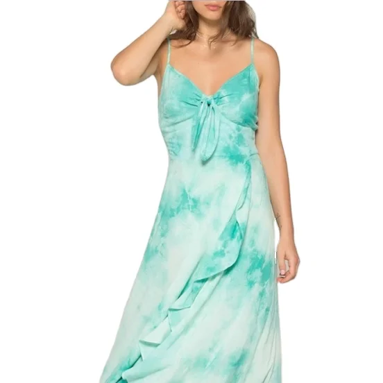 Tie dye Summer Women Long Maxi Sleeveless With High Waist Loose Fitted Summer Holiday Resort Outfit Tie Dye Long Maxi Dress OEM