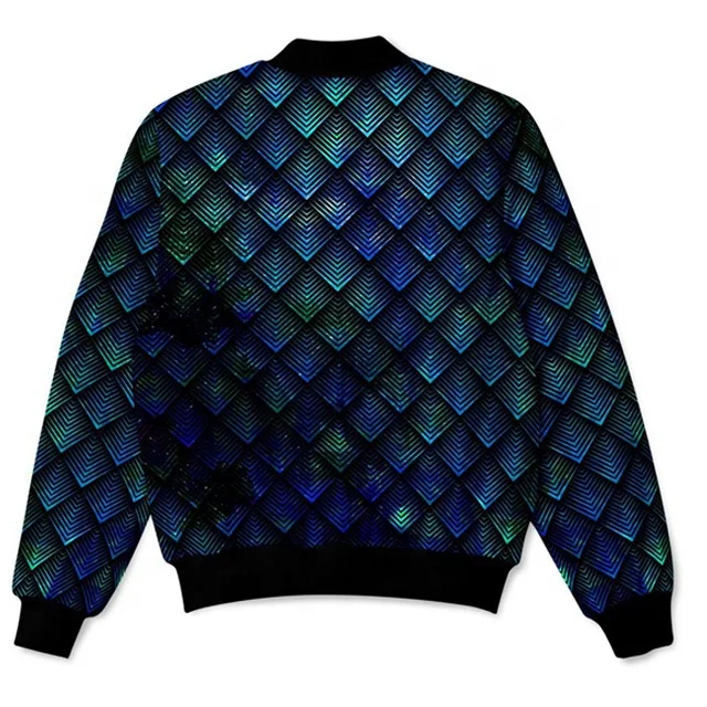 GALACTIC DRAGON SCALE TEAL BOMBER JACKET