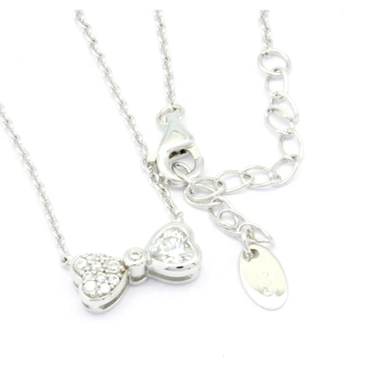 Custom Made Wholesalers Trendy Ribbon Necklace Rhodium Plated sterling silver cute fashion jewelry jewelry sets