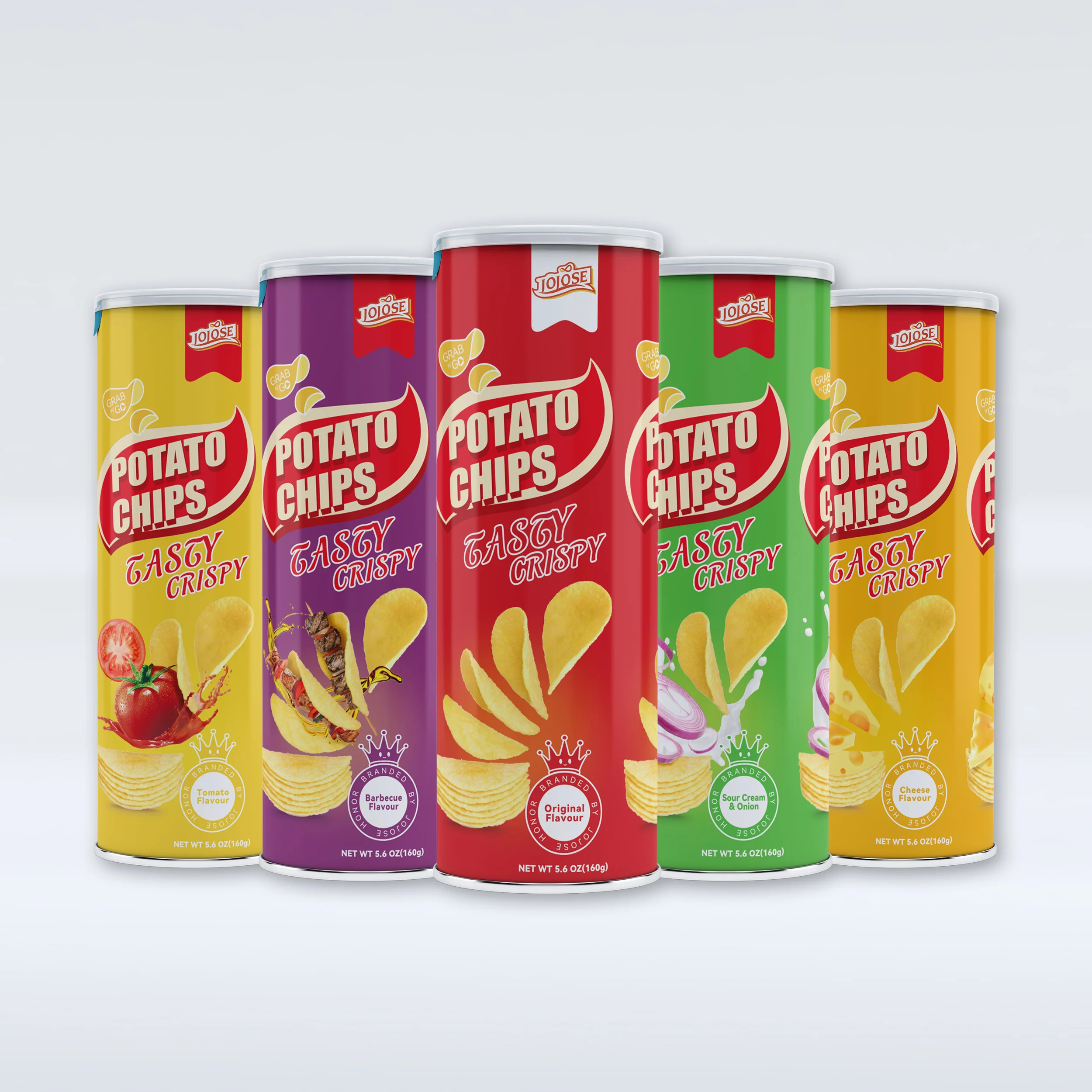 JOJOSE FOODS 160g Chips Wholesale Factory Food Bag Elastic OEM Private Label Brand  Korean Pringle Wholesale Price Potato Chips