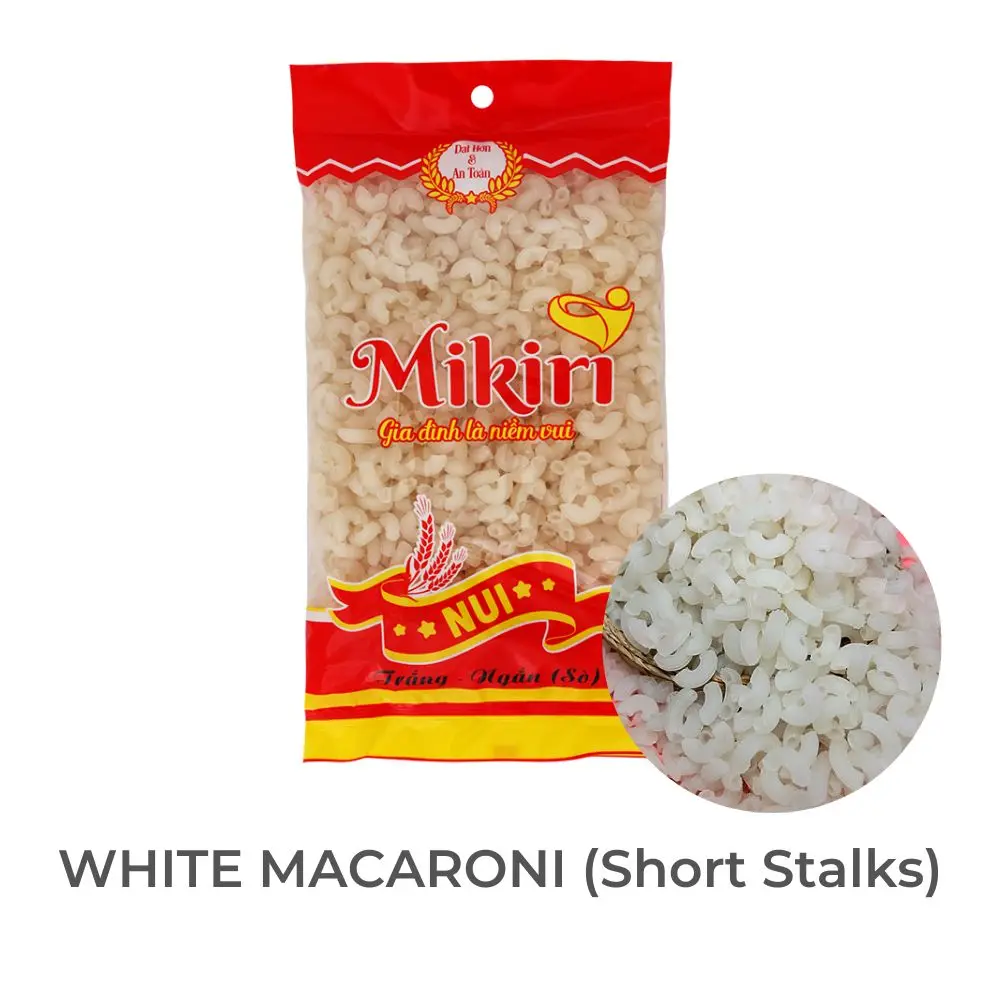 Белые макароны (короткие стебли) трубчатая форма без глютена низкий уровень углерода низкая соль натрия сахара Особенности 12 месяцев