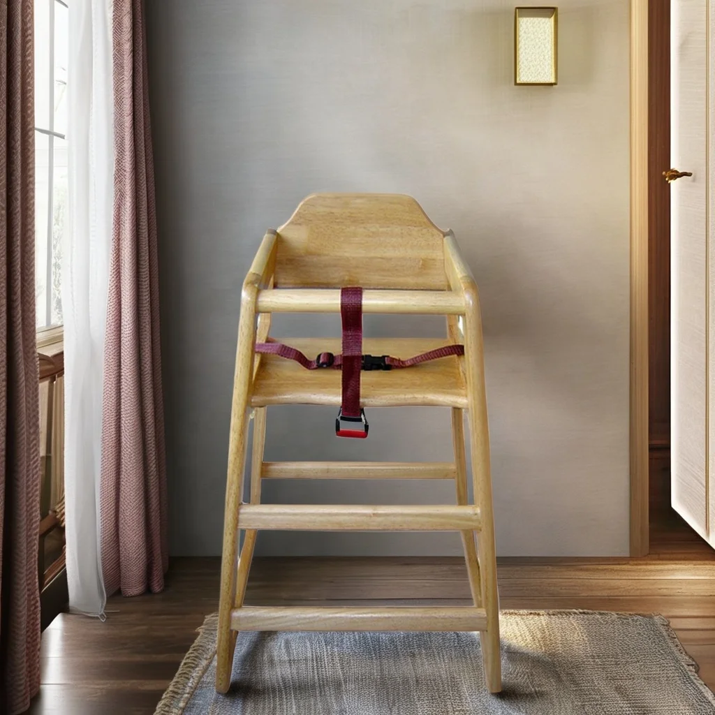 New baby chair wood with seat belt wooden high chair baby feeding safety seats
