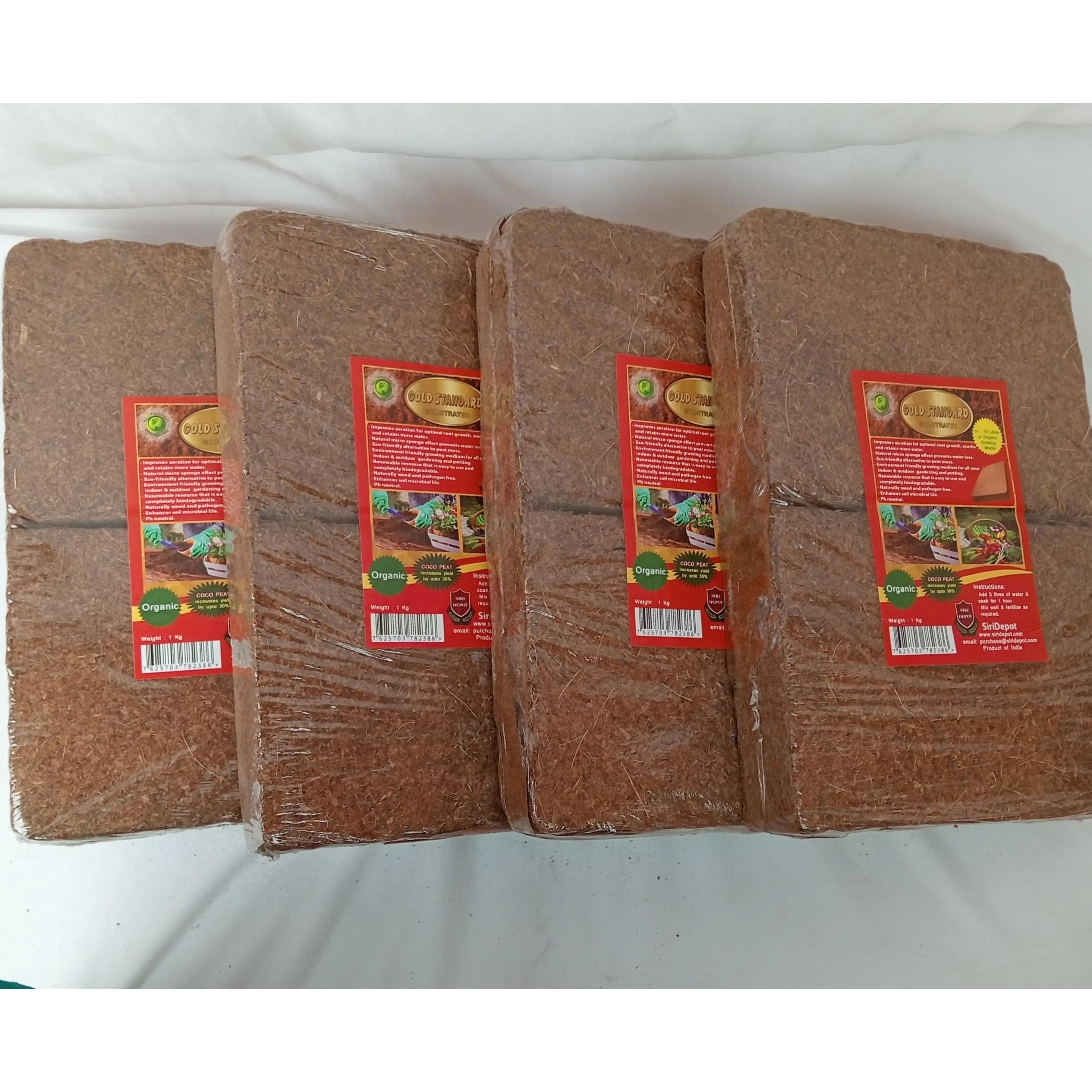 High Quality Coco peat 1 kg Compressed Block 100 % Biodegradable - Expands Upto 15Litres Low EC Substrate Soil Compost for All P