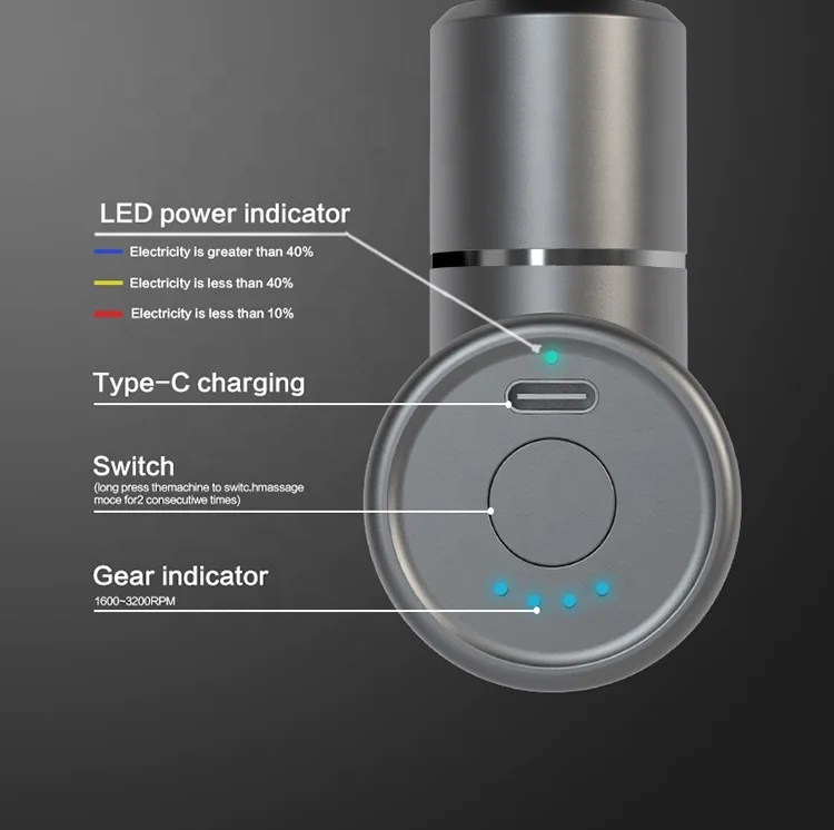 YICOLY Delicate appearance metal deep tissue massage muscle mini massage gun  for reduce pain