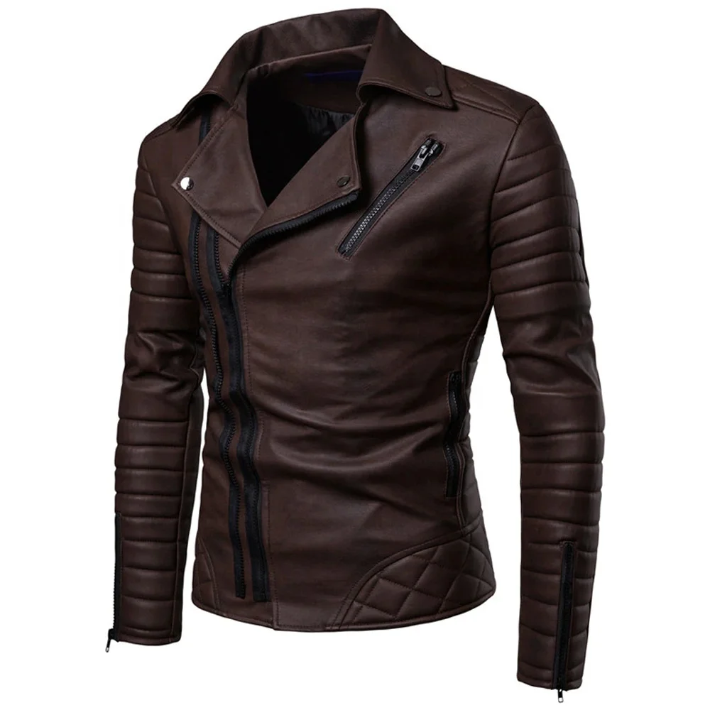 New Design Armor Biker Biker Men Leather Hot Sale Cheap New Arrival Turn Down Collar Fully Zipper Custom Leather Jackets