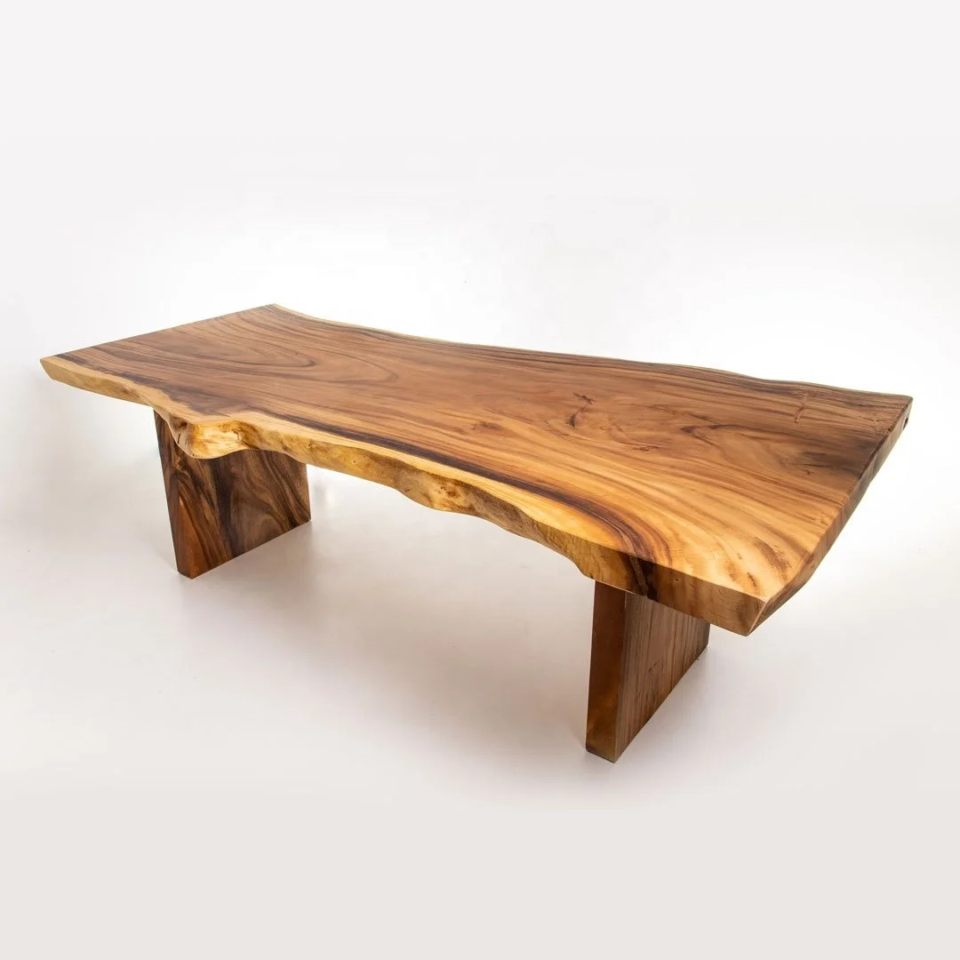 LIVE EDGE SUAR TABLE ON WOODEN LEGS slab Natural Walnut  Dining Chairs Tables Solid wood Home Furniture