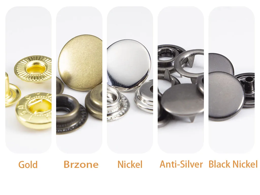 Pure Brass 9.5 mm white paint snap prong button 4 parts white paint