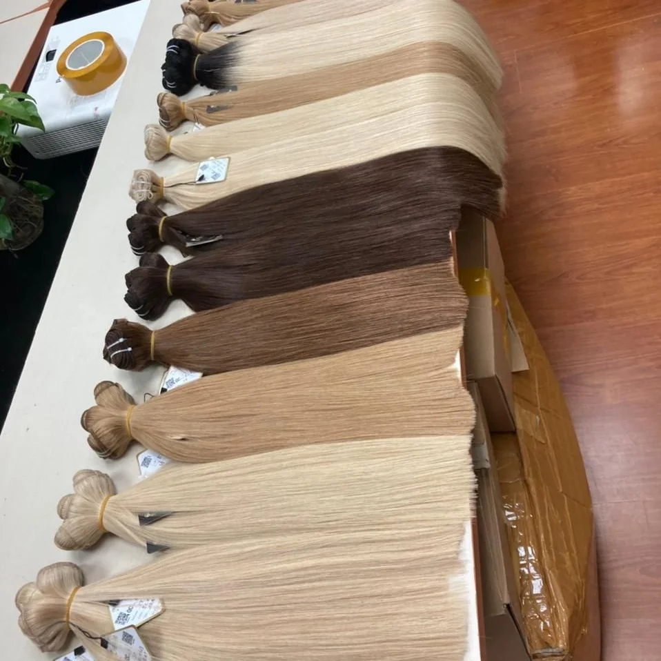 Natural Straight Mix Color  Weft Extension Wholesale Human Hair Vendors Super Double Drawn Thick Bottom Remy Human