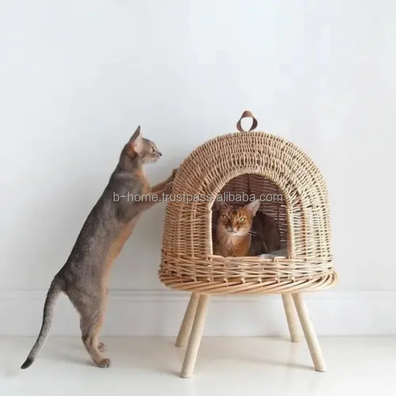Best Choice Pet Bed For Cats With Paws Handwoven Hand Washed Cat Rattan Bed Home Custom Design Handmade In Vietnam