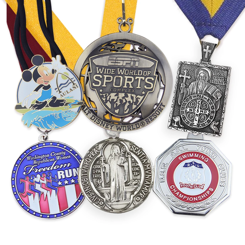 Customized Factory Price 3D Honor Award Medals Fabric Ribbons Sports Medals and Trophies
