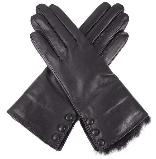 Дамское зимнее платье, перчатки, мягкая меховая подкладка, женская одежда, длинные стильные кожаные перчатки