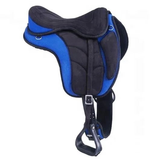 Saddle Equestrian Horse Riding Saddlery Black & Blue English Durable Synthetic Material Treeless Freemax Horse Saddle