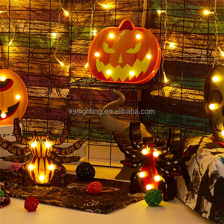 Wholesale directly new product battery operated Halloween holiday pumpkin spider bat spider night light lamp