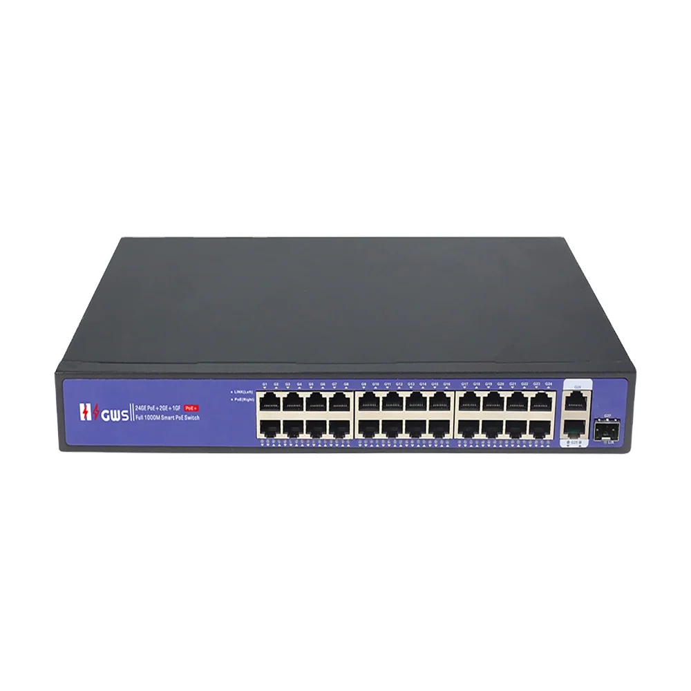 Wholesale Price Gigabit 24-POE port 280W 52V Unmanaged POE Switch with Gigabit SFP Optical Fiber slot(GWS-3024PFS)