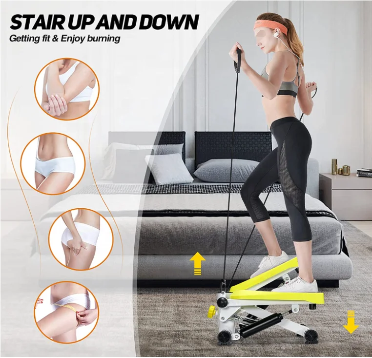 ONESTARSPORTS Adjustable Mini Air Climbers Stepper Fitness Exercise Hydraulic Mute Stepper With Resistance Band LCD Display