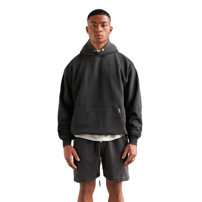 Custom Logo Oversized Heavyweight Acid Washed Plain Heavy Weight Mineral Wash 100 Cotton Vintage Hoodie