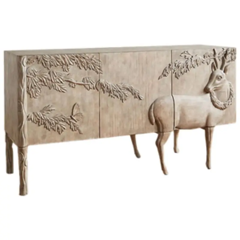 Modern Luxury Vintage Living Room Wooden Carved Handmade Bird Tree Hand Land Sky bar Natural Cabinet Sideboard Derma Chair
