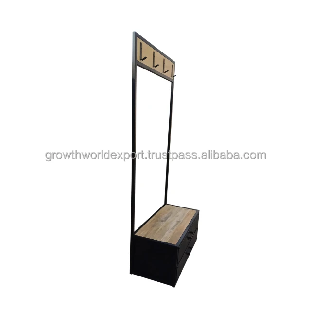 Industrial dressing wardrobe with stylish Wooden door & hanger for dresses Storage Handmade latest design vintage Furniture 2024