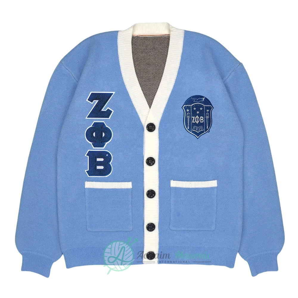 Свитер Zeta Tau Alpha Fraternity Phi Delta Beta Chapters с логотипом на заказ мягкий шерстяной трикотаж жаккардовый кардиган для унисекс