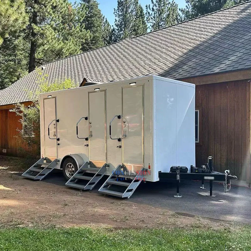 Luxury Portable Restroom Trailer Camping Caravan Mobile Toilet Trailer Event  Bathroom Shower Trailer