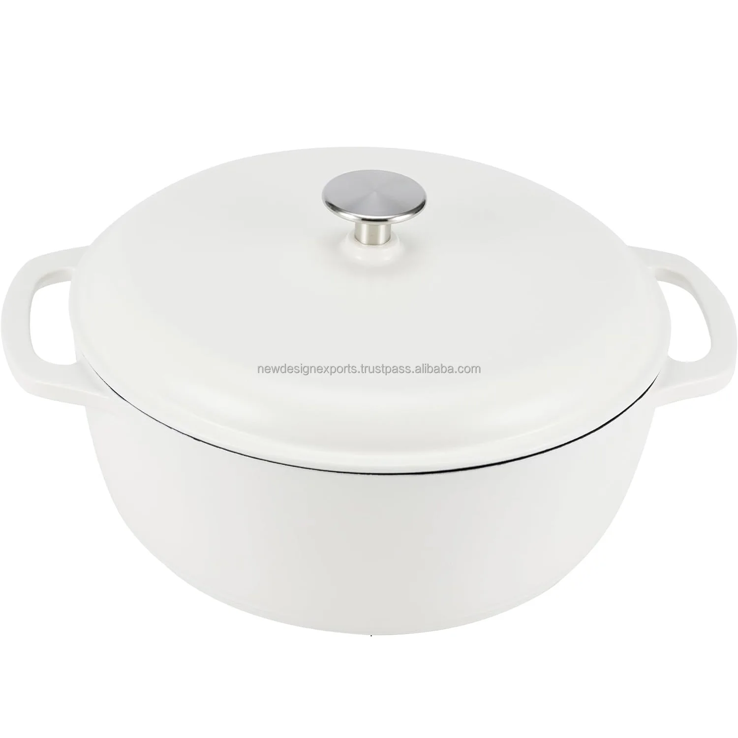 Matte White Cast Iron Round Dutch casserole with lid