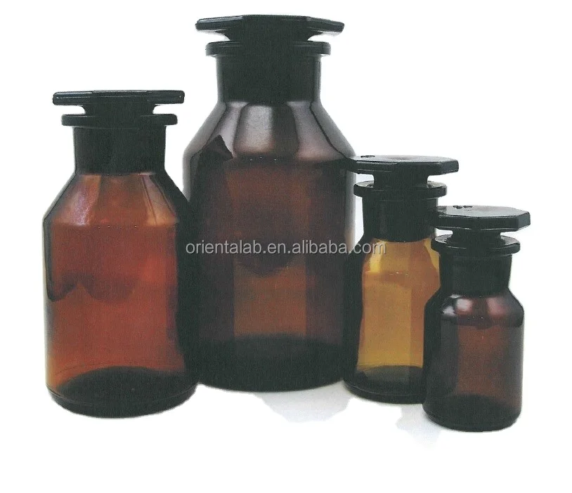Amber, wide mouth with glass Stopper Reagent Bottle
