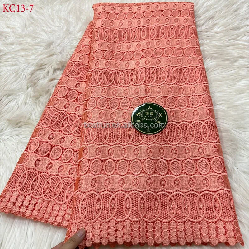KC13 guipure lace fabric white nigerian lace fabric 5 yards high quality  for african party