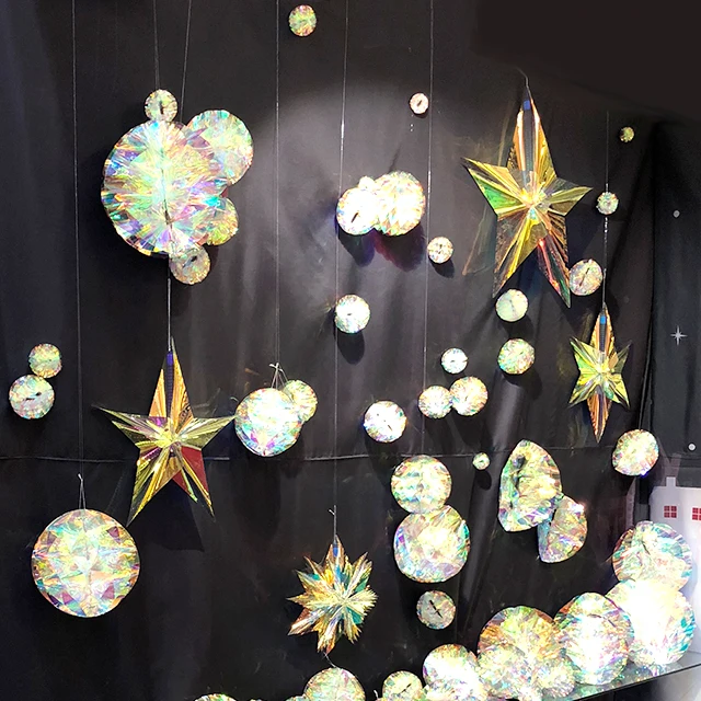 Set of Iridescent Ornament Star Hanging Decorations for Bridal Shower Wedding Birthday Frozen Theme Party Decorations