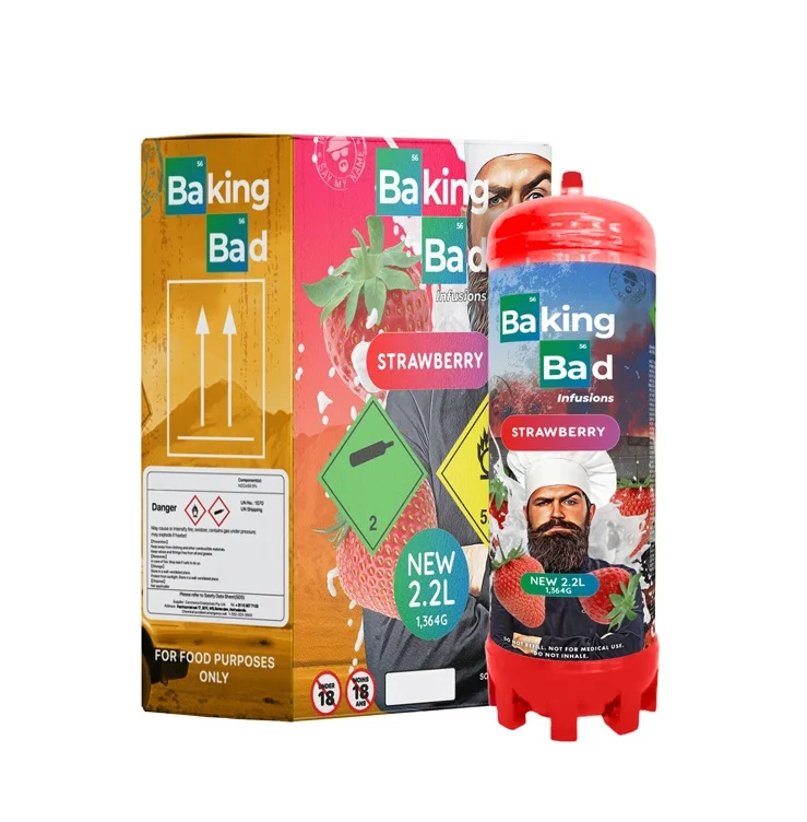 100% Excellent Quality Baking Bad 2.2L/1364g Strawberry Flavour Whipped Cream Charger Available at Reasonable Price