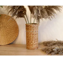 Woven seagrass dried flower vase rattan wicker seagrass vase boho floor vase for home decor