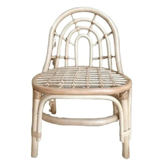 WholeSale Wedding Props Birthday Event Boho Kids Beach Party Rattan Chair Baby Children Wooden Kids Woven Dining Chair