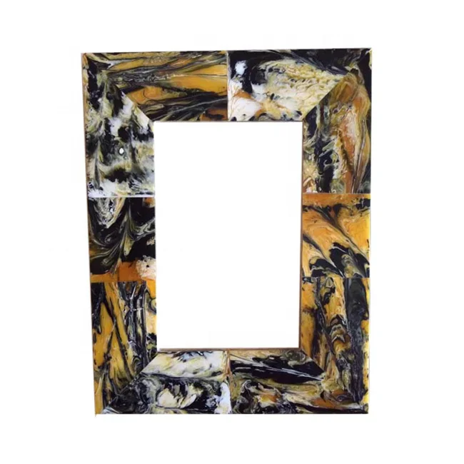 Horn look Epoxy Resin Inlay Photo Frame Vintage Floating Photo Frame Wall Decor Antique Resin inlay picture frame gift Items