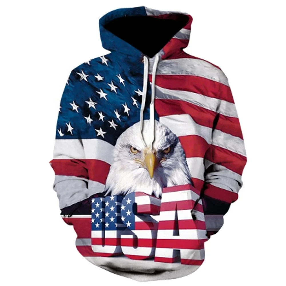 Толстовки с капюшоном флагом США Мужская Уличная одежда 3D толстовки