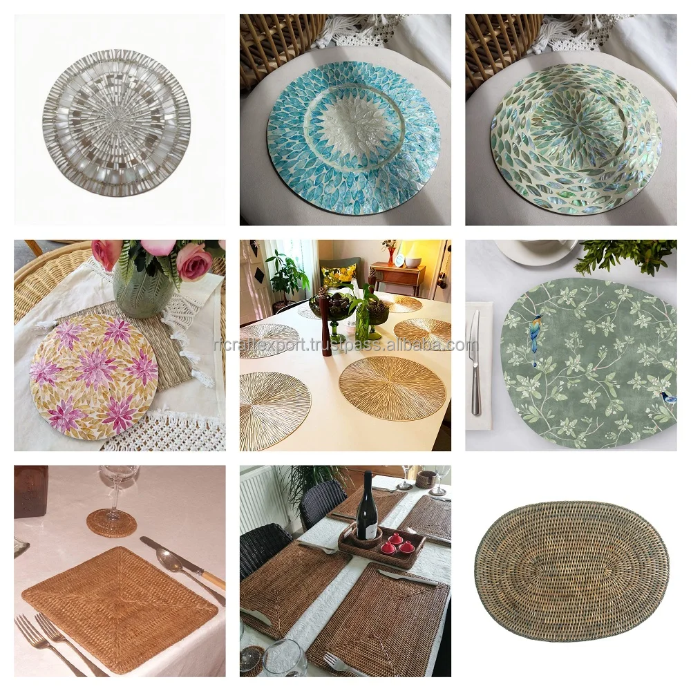 Luxury Plastic Stain Resistant Heat-Resistant Round Table Place mats Hot Vessels for Kitchen Dining Table