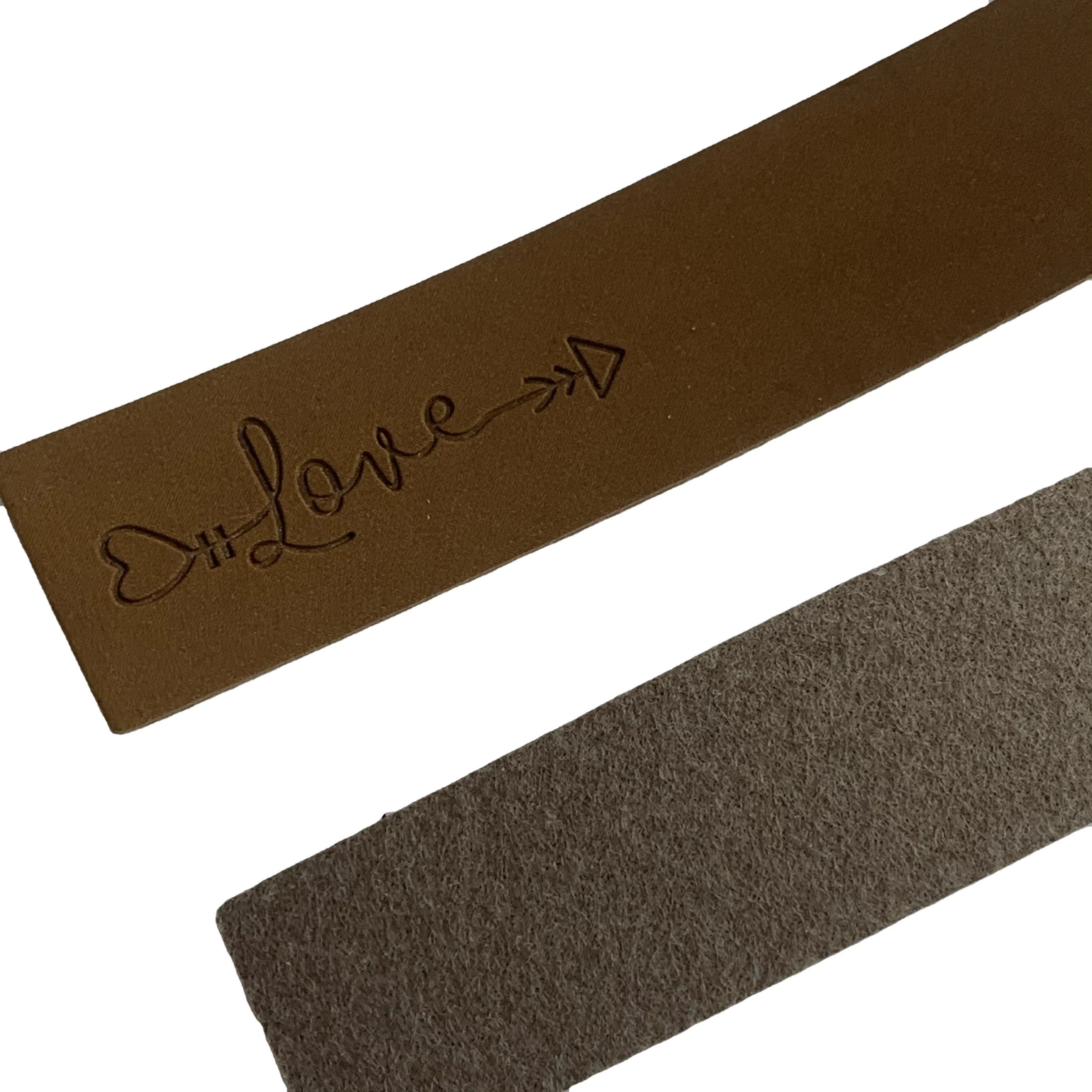 Factory Price High Quality Customized PU Brown Clothes Tag Embossed PU Label for Clothing