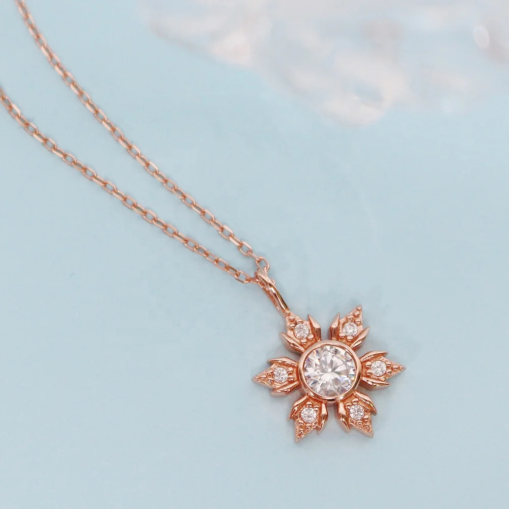 925 Silver Natural Gem Stone Blue Topaz Snowflake Pendant Necklace Women Jewelry Christmas Gifts 2022 Destiny Jewellery