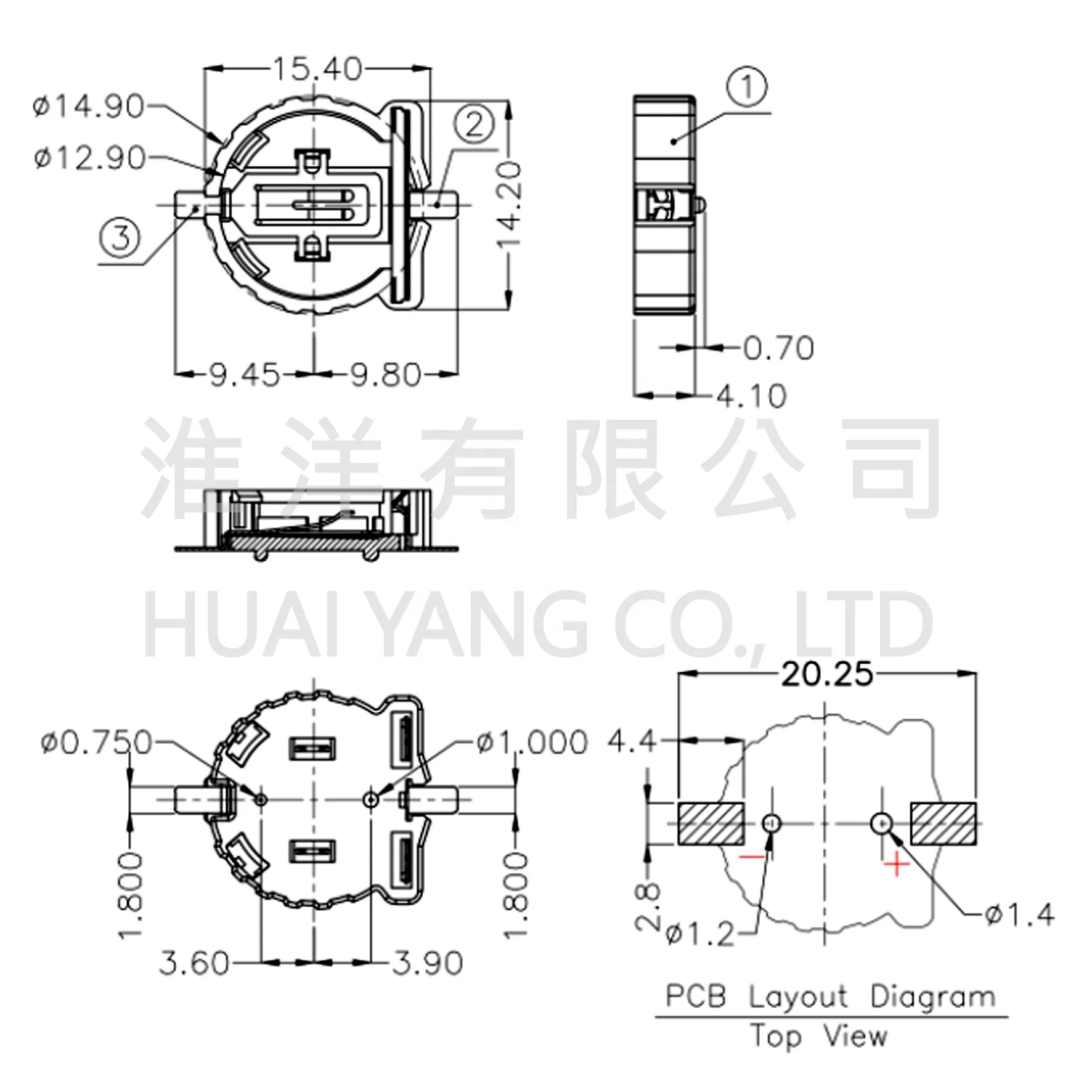 CR1220 CR1225 Battery Holder 90 SMD SMT HBHSB-12-B2AA002-R high quality hot selling