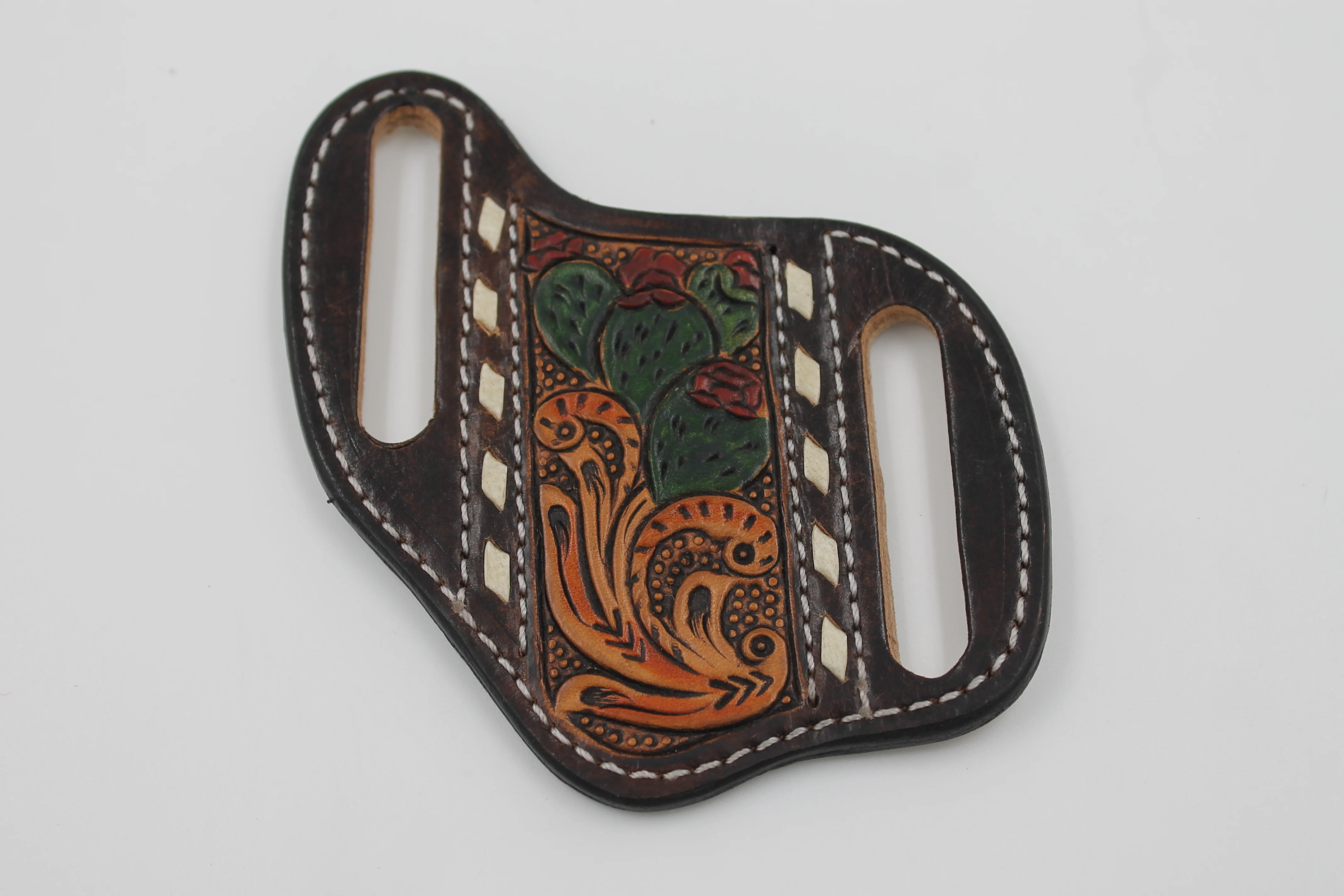 Hand Tooled Leather Floral Knife Case Angled Knife sheath Leather Custom outdoor camping knife accessories leather sheath