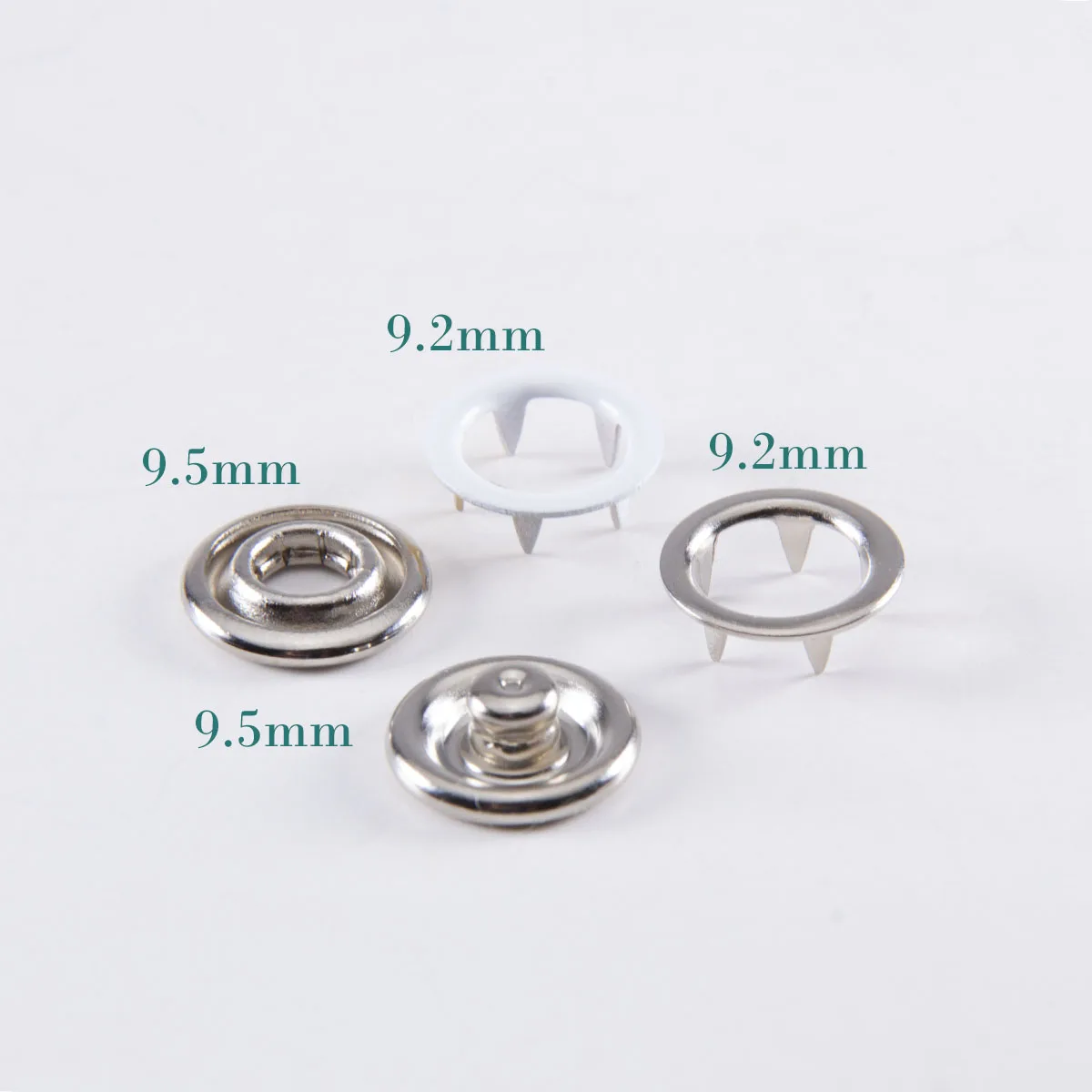 Pure Brass 9.5 mm white paint snap prong button 4 parts white paint