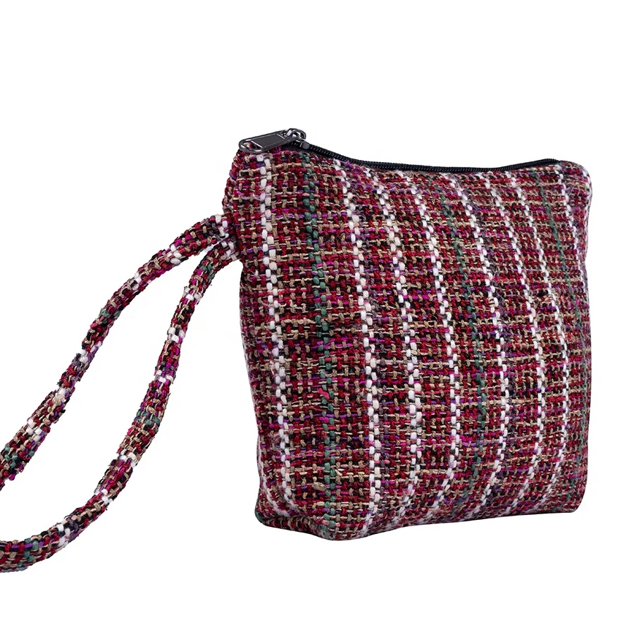 Cosmetic Case Cosmetic Pouch Eco Safe Handmade Bags NP Yarn Weaving Fabric Made by Recycle cotton canvas zipper pouch Bag